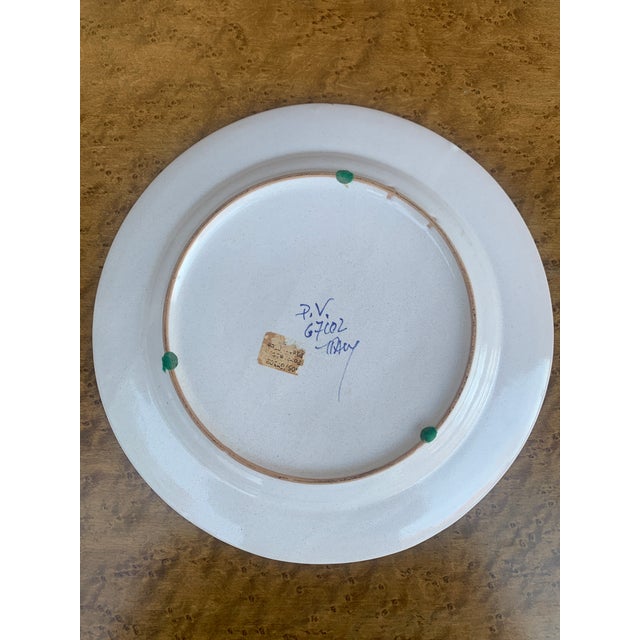 Late 20th C. Italian Deruta-Style Hand-Painted Faience Portrait Wall Plate For Sale - Image 9 of 9