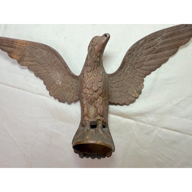 Up for sale is a nice quality antique gilt bronze open winged American bald eagle flag finial. It's cast out of a heavy...