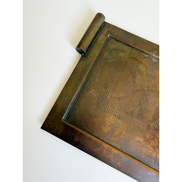 Brutalist Bronze Tray With Geometric Relief, 1960s For Sale - Image 10 of 14
