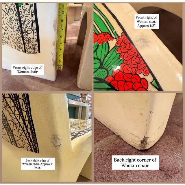 Beige Vintage Pair of Man and Woman Fiberglass "Chairacters" by Altina Schinasi For Sale - Image 8 of 12