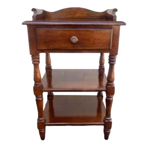 Mid 20th Century Ethan Allen Federal Style 3 Tier Dark Cherry Nightstand Bedside Table