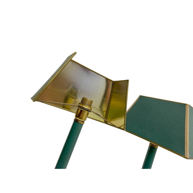 Brass and Green-Painted Metal Table Lamps by Kullmann, 1970, Set of 2 For Sale - Image 12 of 14