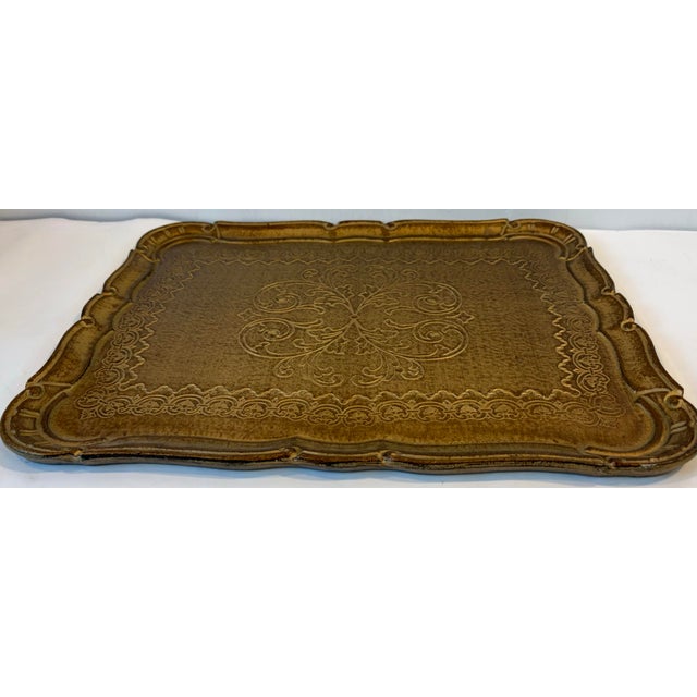 Italian Vintage Gilt Wood Italian Serving Tray For Sale - Image 3 of 5