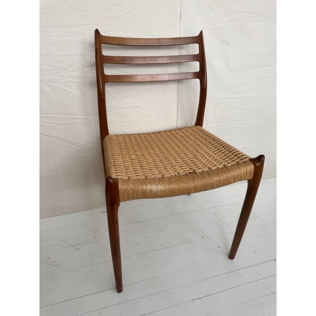 Mid-Century Modern Mid 20th Century Jl Møller Model 78 Teak Dining Side Chair With Danish Paper Cord Seat, Set of Six 6 For Sale - Image 3 of 8