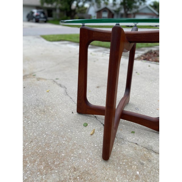 1950s Vintage Adrian Pearsall Style Ribbon Side Table With Round Glass Top For Sale In Tampa - Image 6 of 13