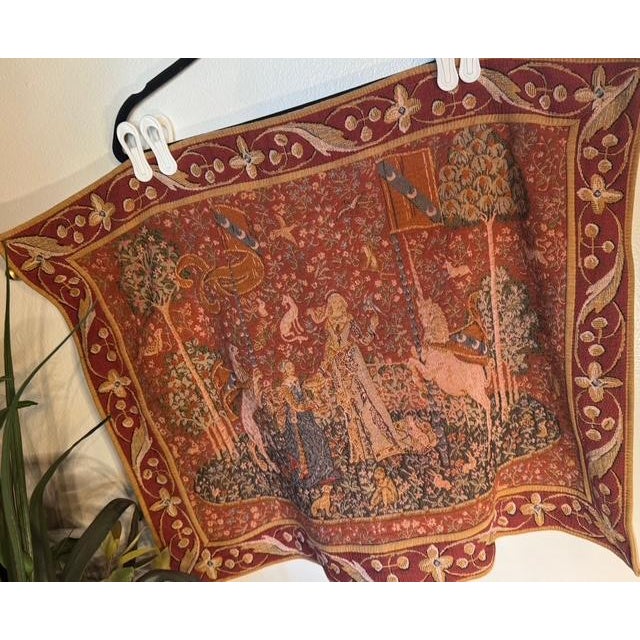 French Goblus Millefleurs Tapestry — “Lady & Unicorn” Inspired Textile, France For Sale - Image 13 of 16
