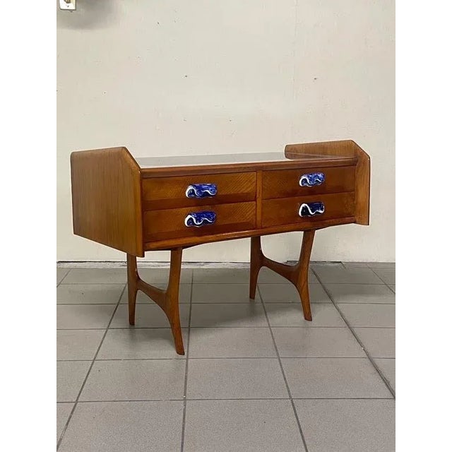 Mid-Century Modern Chest of Drawers in Oak with Decorated Ceramic Handles, 1950s For Sale - Image 3 of 18