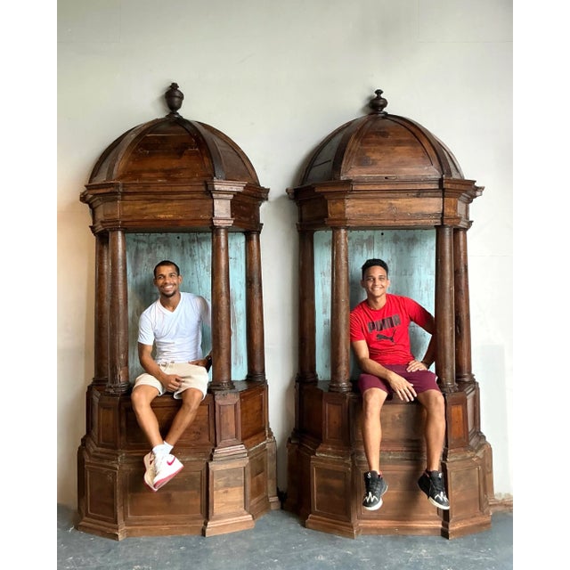 19th Century Vintage Boho 19th Century Spanish Sculpture Niches - A Pair For Sale - Image 5 of 12