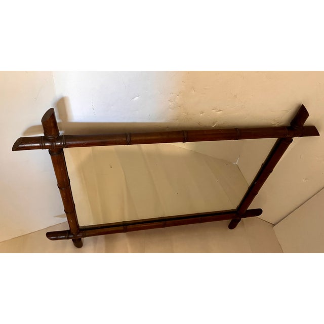 1930s Framed Antique Faux Bamboo Mirror For Sale In Dallas - Image 6 of 12