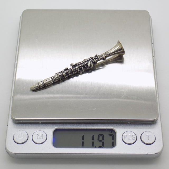 Silver Vintage Italian Sterling Silver 925 Clarinet Instrument Figurine, 1970s For Sale - Image 8 of 11