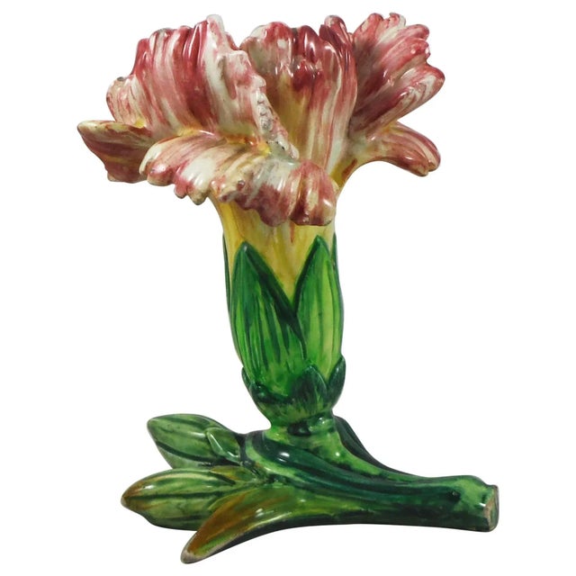 Green 1900s Majolica Carnation Vase by Jerome Massier For Sale - Image 8 of 8