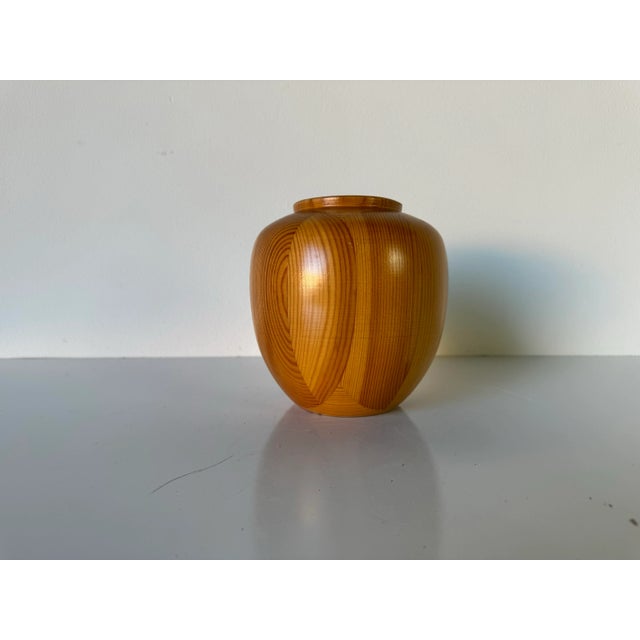 Vintage Hand Turned Pine Wood Vase/ Sold For Sale - Image 10 of 10