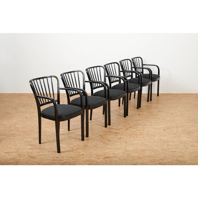 Chair Set in Brushed and Black Lacquered from Horgen Glarus, 1960, Set of 6 For Sale - Image 10 of 10