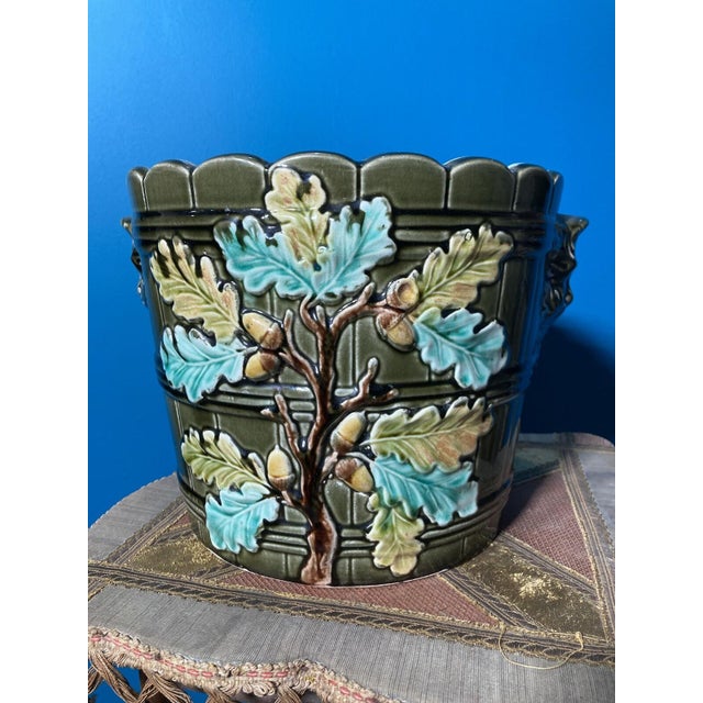 Early 20th Century Art Nouveau Vase Cache Pot Barbotine Ceramic Gustave De Bruyn Lille For Sale - Image 4 of 14