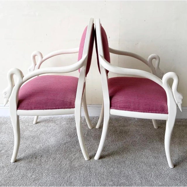 Casa Bique 1980s Postmodern Casa Bique Swan Dining Chairs | Set of 6 in Ivory & Raspberry Pink For Sale - Image 4 of 11