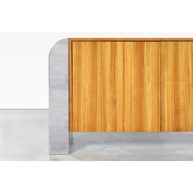 Mid-Century Modern Monumental Stainless Steel "Waterfall" Credenza by John Mascheroni For Sale - Image 3 of 12