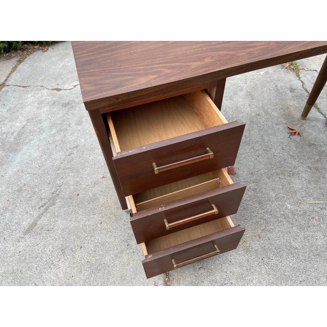 Alma Vintage Mid Century Modern L Shape Executive Desk For Sale - Image 10 of 12