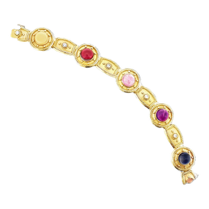 Late 20th Century Byzantine Style Multi-Colored Gemstone Link Bracelet