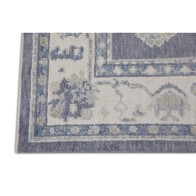 Modern Blue Handwoven Modern Turkish Oushak Rug 4'11" X 6'8" For Sale - Image 3 of 6