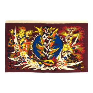 Mid Century French Designer Tapestry Signed Colette Bardin 3’7" X 6’0” For Sale