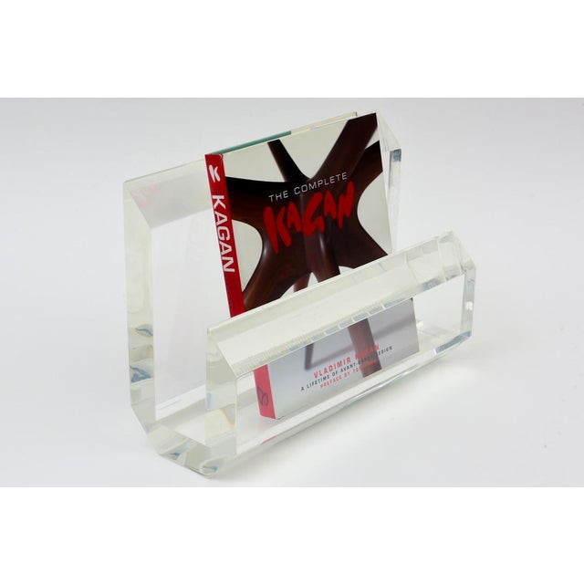 Transparent Vintage Karl Springer Lucite Magazine or Book Stand, 1980's For Sale - Image 8 of 13