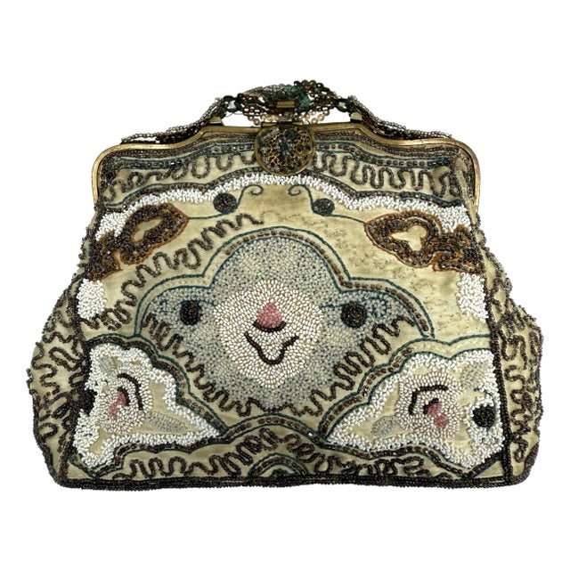 Helene Dale Paris Antique Beaded and Tambour Embroidery French Made Evening Clutch For Sale