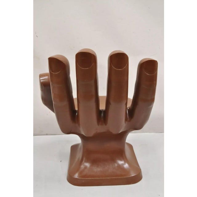 Vintage Mid Century Modern 1980s Brown Molded Plastic Hand Chair For Sale - Image 4 of 12