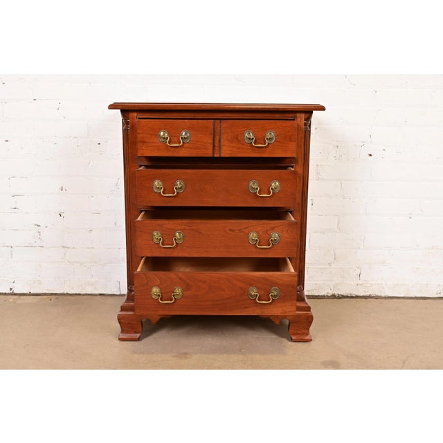 Wood Stickley Georgian Solid Cherry Wood Nightstand or Bachelor Chest For Sale - Image 7 of 17
