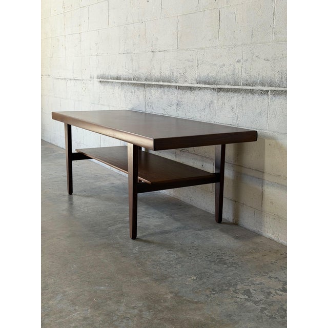 Mid-Century Modern Long Danish Teak Rectangular Coffee Table With Built-in Magazine Shelf Mid-Century Modern 1960s For Sale - Image 3 of 13