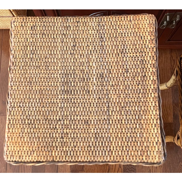 Vintage Coastal Rattan and Wicker Drink Tables - A Pair For Sale - Image 9 of 17