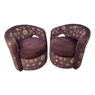 Late 20th Century Unique Swiveling Lounge Chairs by Weiman For Sale