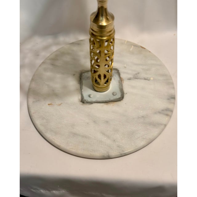 Mid-20th Century French Style Reticulated Brass & Carrara Marble Drinks Table For Sale - Image 10 of 10