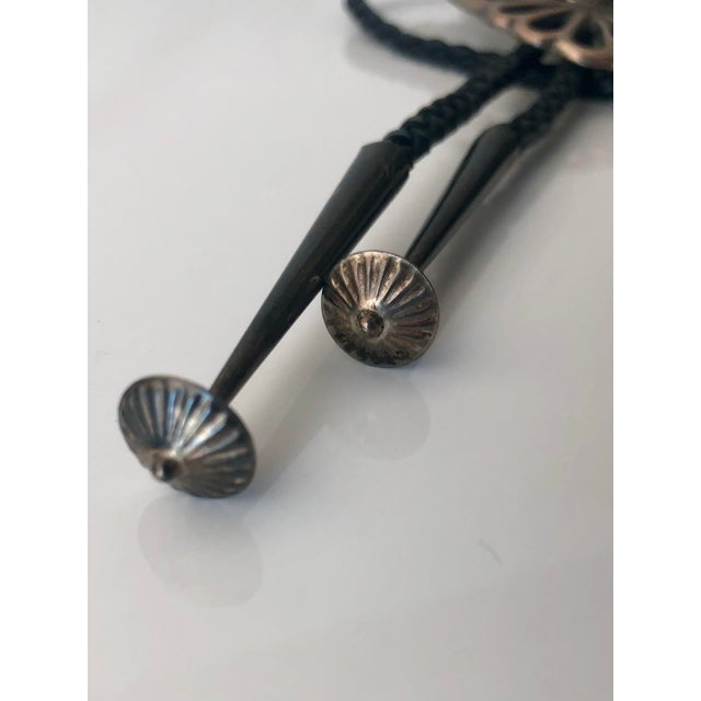 Rustic 1960s Native American Turquoise Silver Bolo Tie For Sale - Image 3 of 8