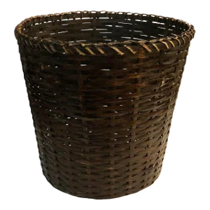 Mid 20th Century Wicker Rattan Basket