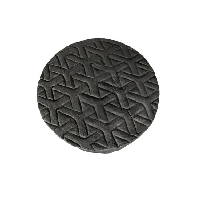 Contemporary Sculptural Side Table Crafted From Solid Mango Wood Burnt Black Finish For Sale - Image 3 of 5