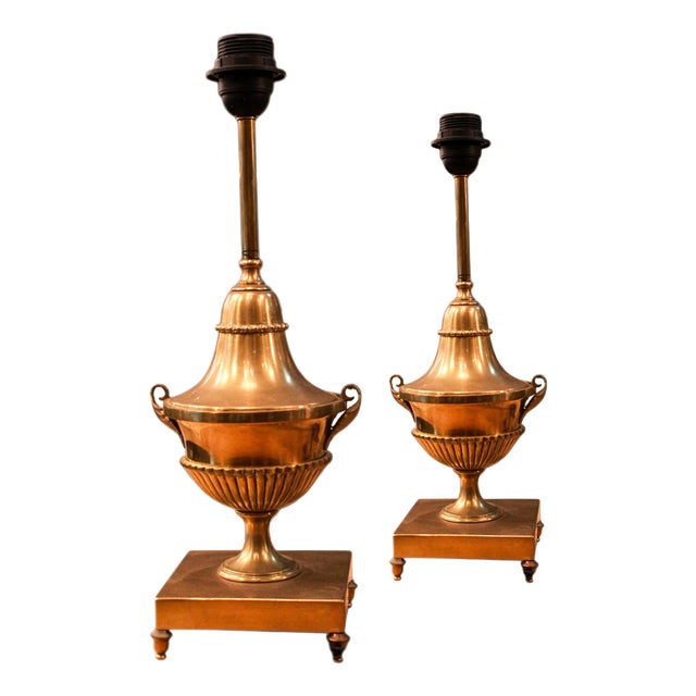 Vintage Table Lamps in Brass, 1950s, Set of 2 For Sale