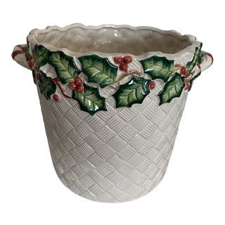Fitz and Floyd 1989 Holly and Berry Planter For Sale