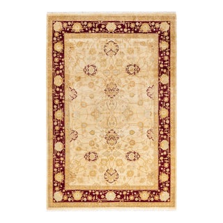 Mogul, One-of-a-Kind Hand-Knotted Area Rug - Ivory, 6' 1" x 9' 1" For Sale