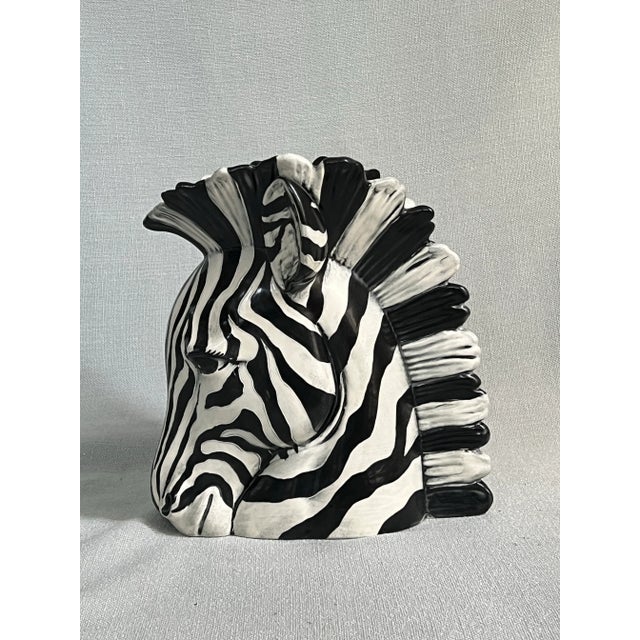 Ceramic Vintage Ceramic Black and White Zebra Vase For Sale - Image 7 of 12