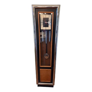 Vintage George Nelson for Howard Miller Grandfather Clock Mid Century Chrome For Sale