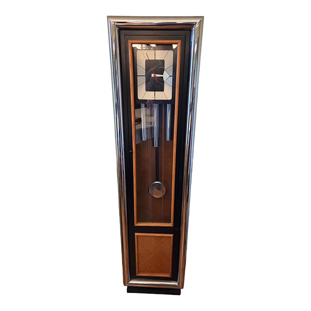 Vintage George Nelson for Howard Miller Grandfather Clock Mid Century Chrome For Sale