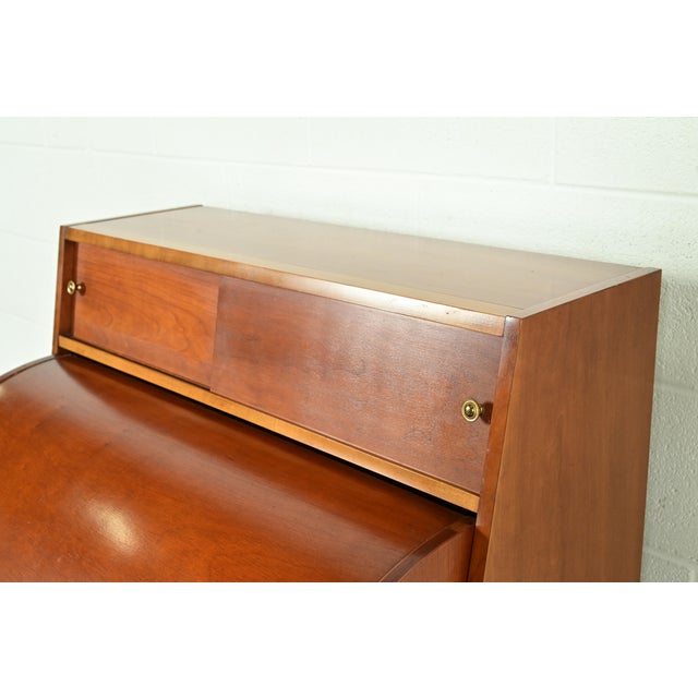John Van Koert for Drexel Mid-Century Modern Sculpted Cherry Wood Roll Top Desk, 1959 For Sale - Image 10 of 18