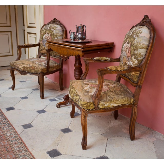 Armchairs Upholstered in Tapestry, Set of 2 For Sale - Image 3 of 11