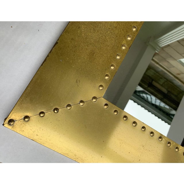 Maitland - Smith Sarreid Style Brass Clad Rivet Mirror For Sale - Image 4 of 7