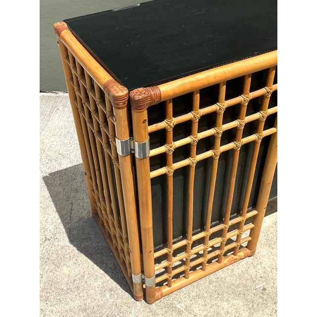 Vintage Rattan and Lacquered Wood Sideboard For Sale - Image 13 of 18