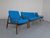 Seating group consisting of a 3-seater sofa and 2 armchairs in teak and turquoise fabric from Kvadrat Hallingdal. Designed...