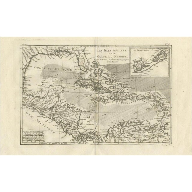 The Caribbean & Gulf of Mexico Rigobert Bonnes Antilles Map, c.1780 For Sale - Image 11 of 11