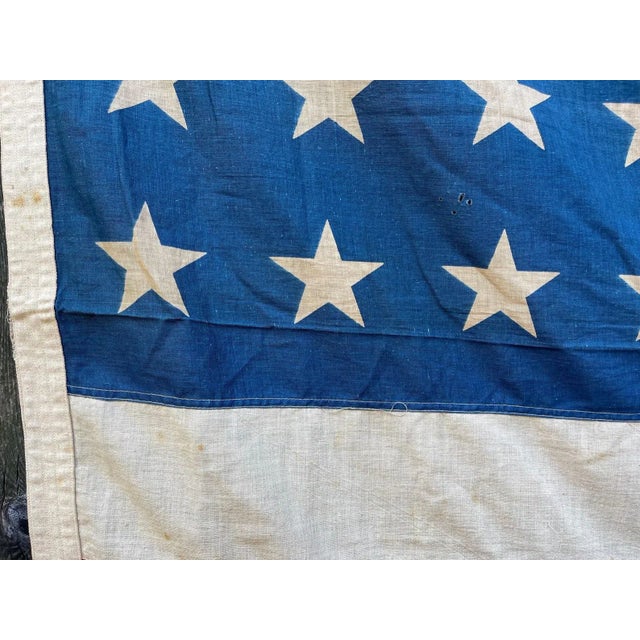 Antique American Flag 48 Star Cotton Beautiful Natural Wear and Patina For Sale In Philadelphia - Image 6 of 8