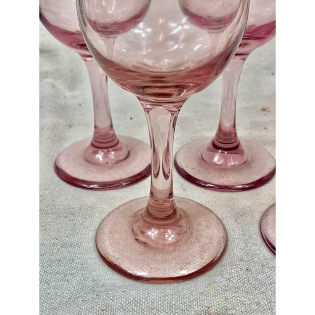 Shabby Chic Vintage Pink Wine Glasses-Set of 5 For Sale - Image 3 of 6