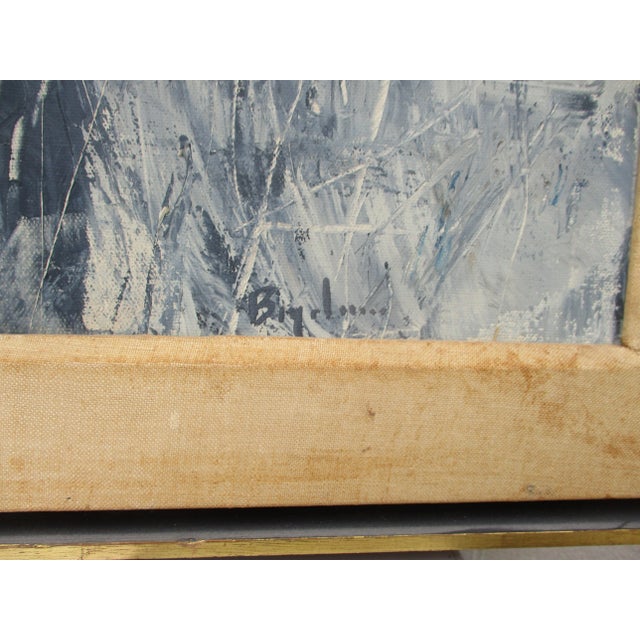 Lewis Bryden (born 1944 USA, ) Expressionist landscape art of snowy winter scene. Boldy painted in broad strokes and quick...